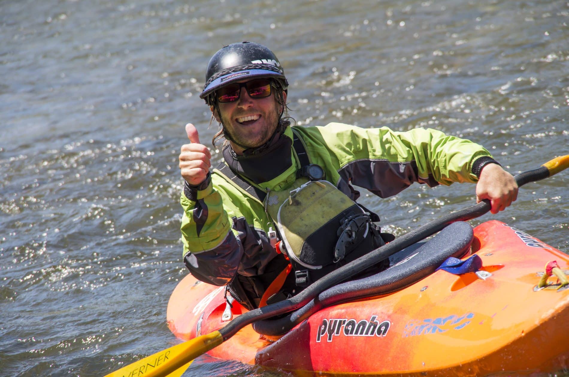 kayaker with thumbs up