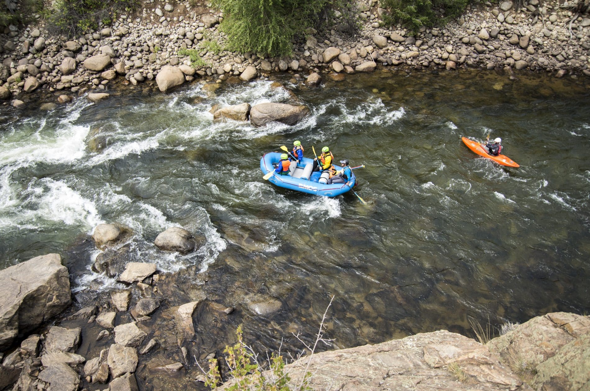 Overhead view of a raft