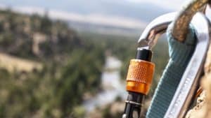 close up on a climb anchor