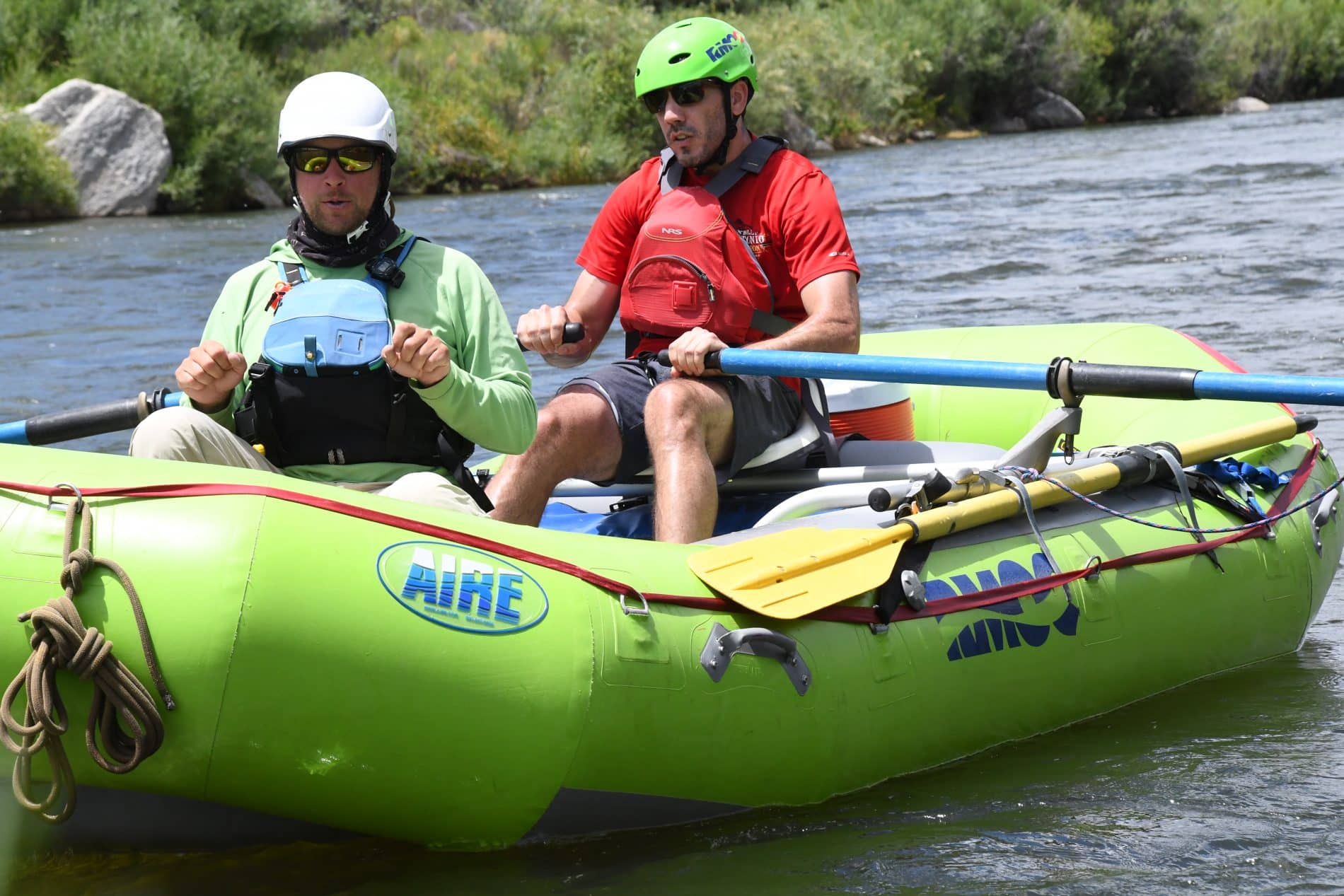 Two people in a raft