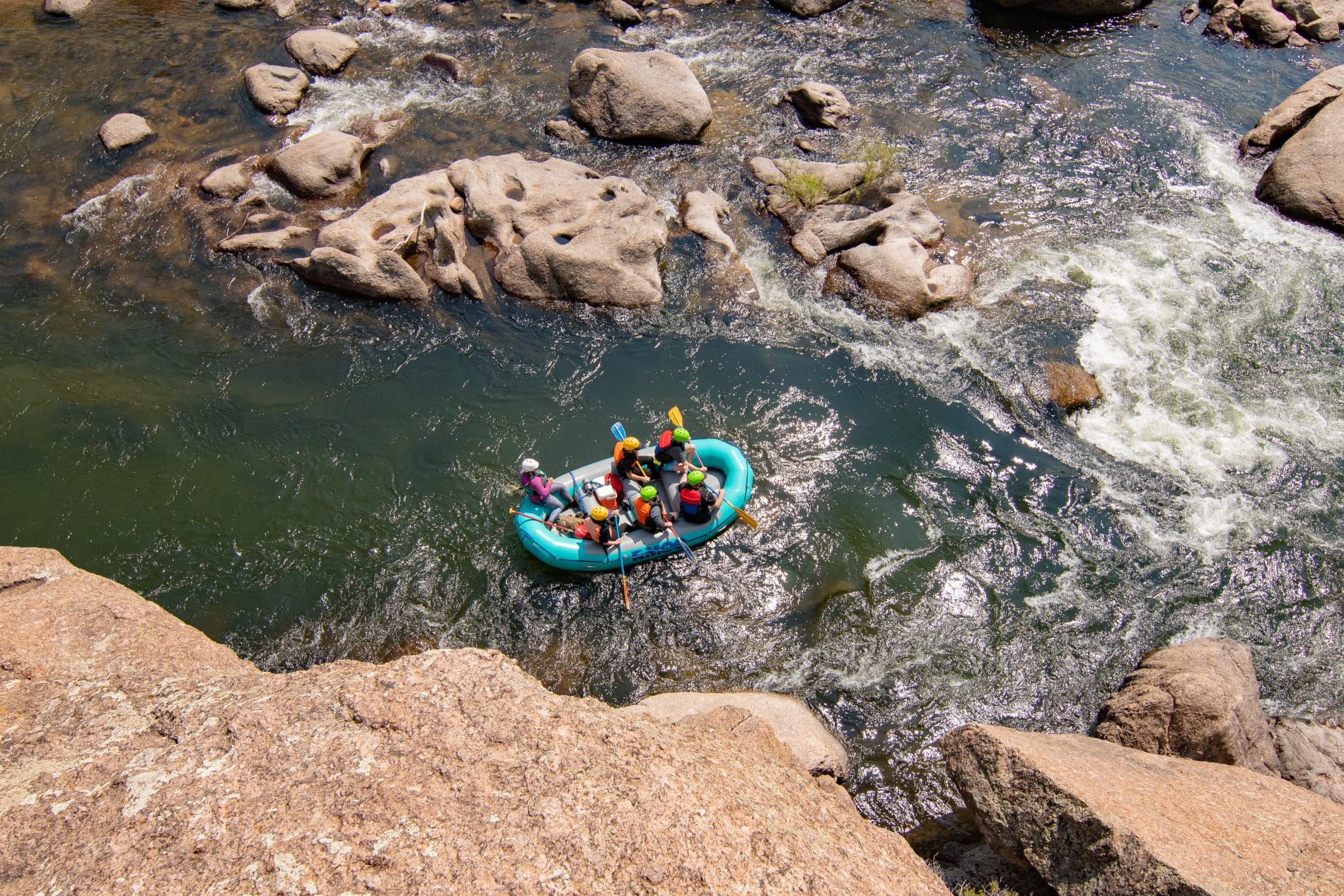 photo from above of a raft