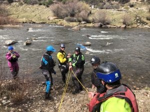 practicing water rescue