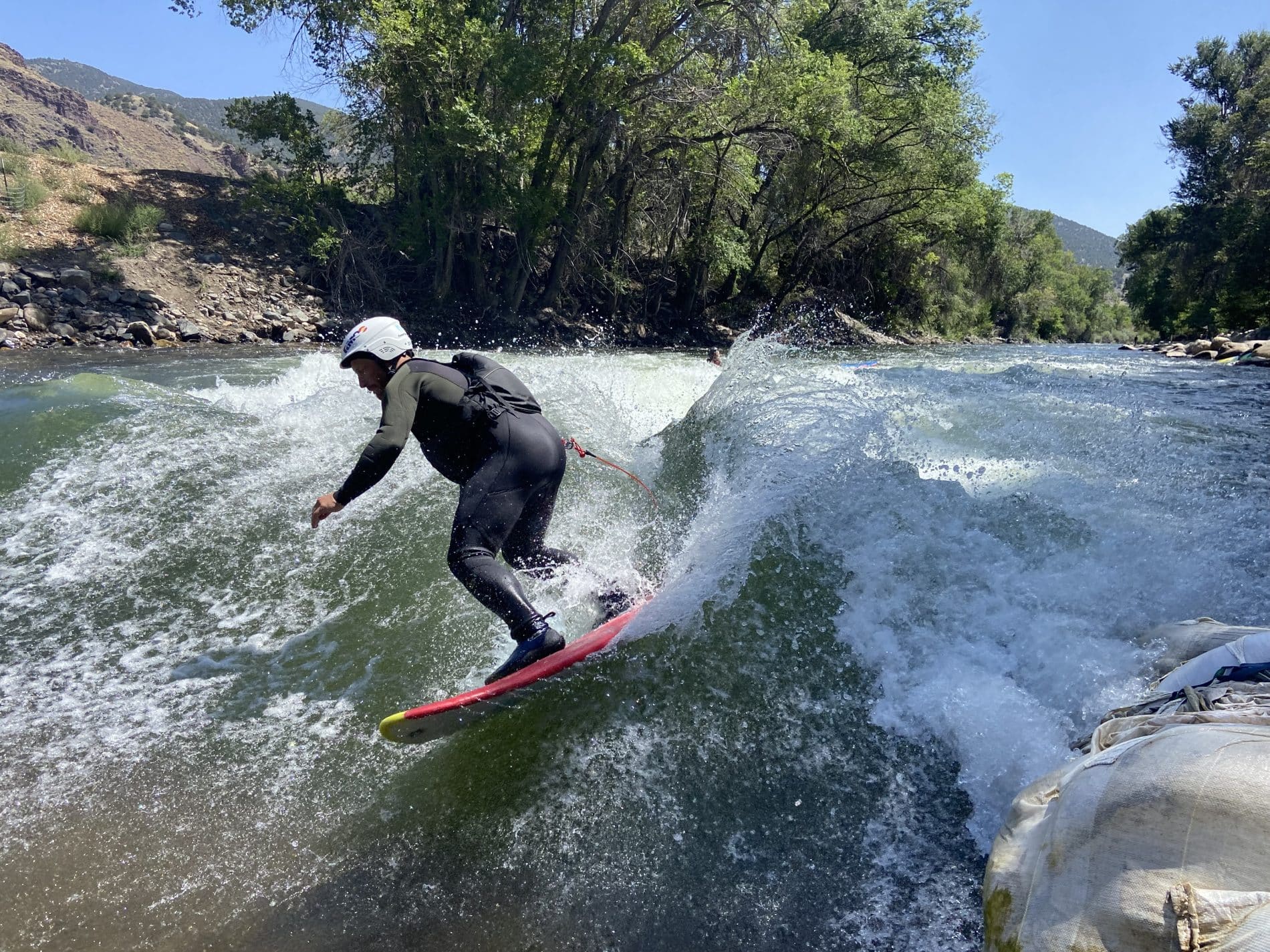 doing a surf turn on a river